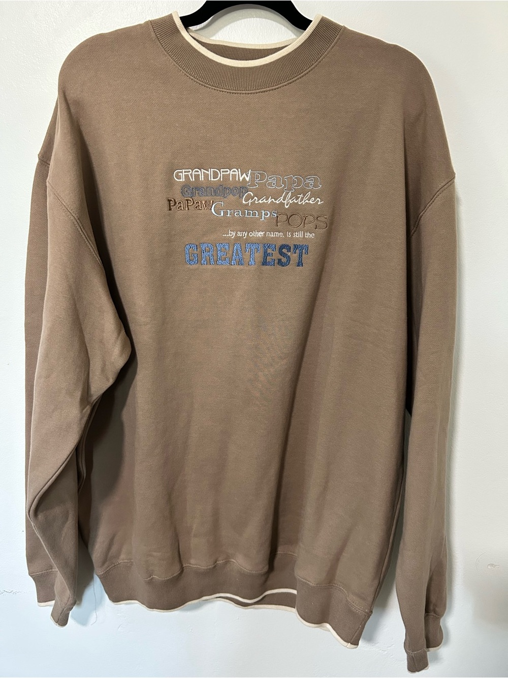 Vintage Grandpa Embroidered Crewneck Sweatshirt Brown XL Dad Grandpa Gift